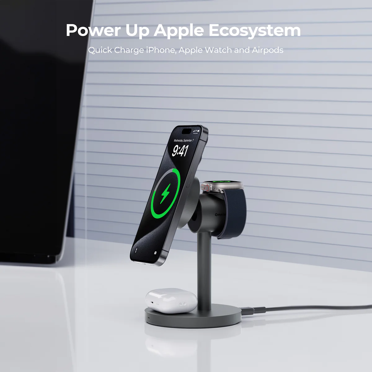  AUKEY MagFusion Z Qi2 3-in-1 Magnetic Fast Wireless Charging Station LC-MC311